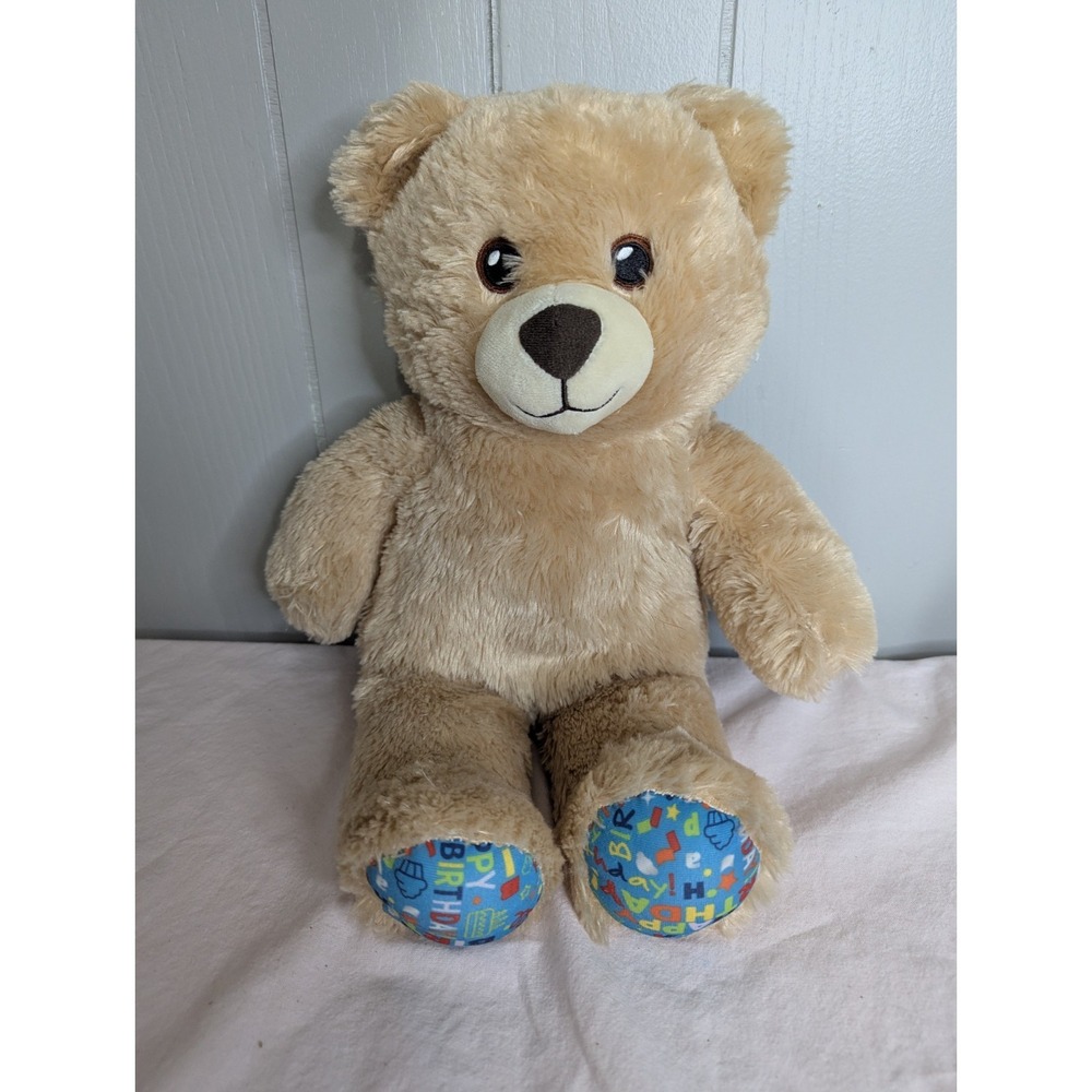 Build a bear BAB Happy‎ Birthday stuffed plush tan teddy toy gift 16"